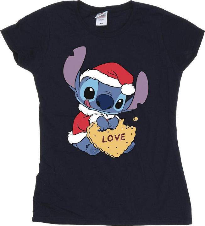 Disney Lilo And Stitch Christmas Love Biscuit TShirt (M)