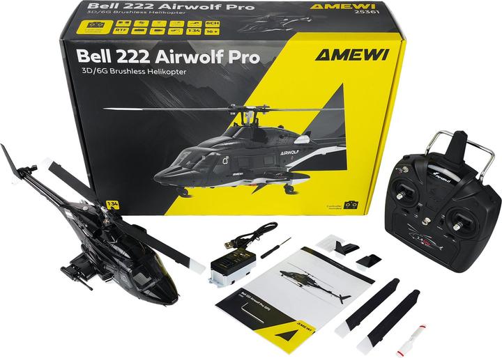Produktbild Amewi Bell 222 Airwolf Pro Helikopter 6-Kanal 3D/6G RTF