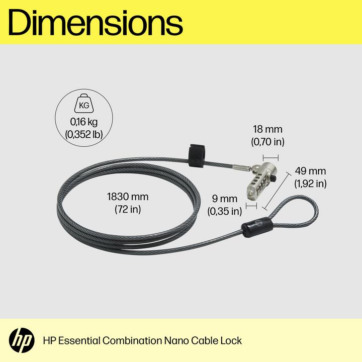 Produktbild HP Essential, Nano Combination, Cable Lock