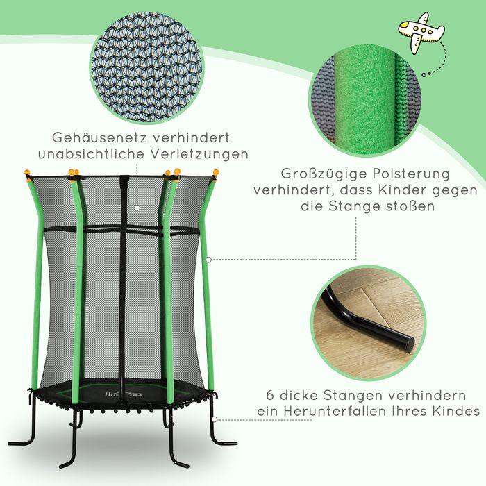 Produktbild Swisshandel24 Kinder Trampolin Ø163,5 cm, Indoor Trampolin, Kindertrampolin bis 50 kg Grün (163.50 cm)