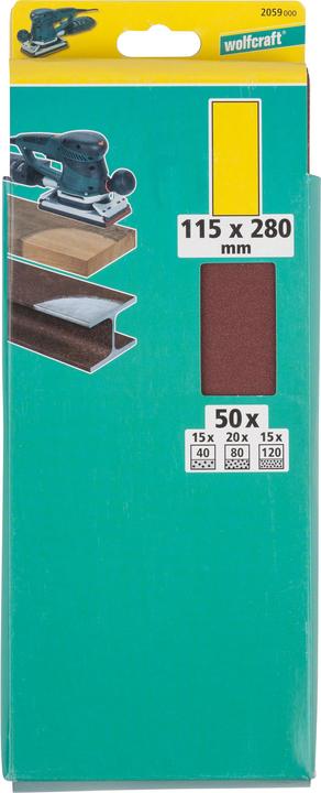 Image du produit wolfcraft wolfcraft 1 Set de bandes abrasives 30 pces 115x280mm (40, 80, 120)