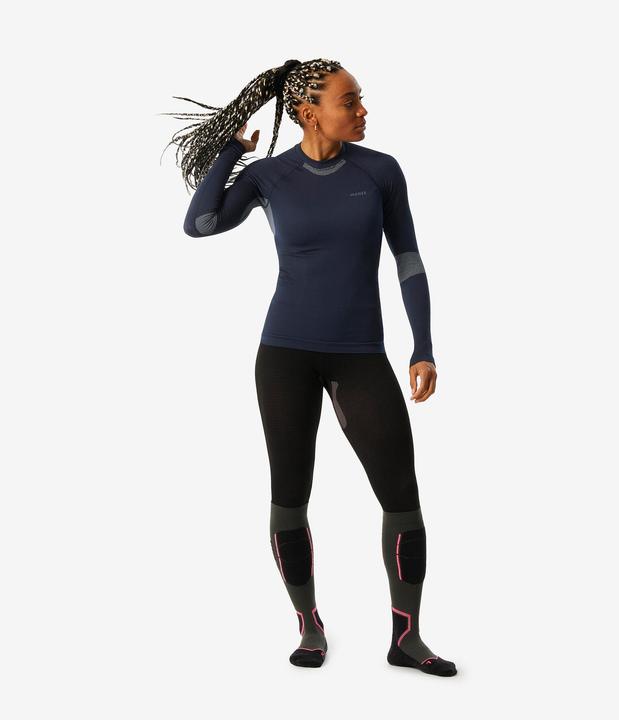 Actual product image Wedze Ski underwear functional shirt ladies soft seamless - BL500 dark blue/blue (XS)