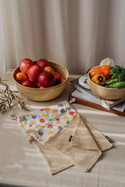 Produktbild Nuts 2er Set Früchte- und Gemüsenetz Obst u. Gemüse, M und L (2 x)