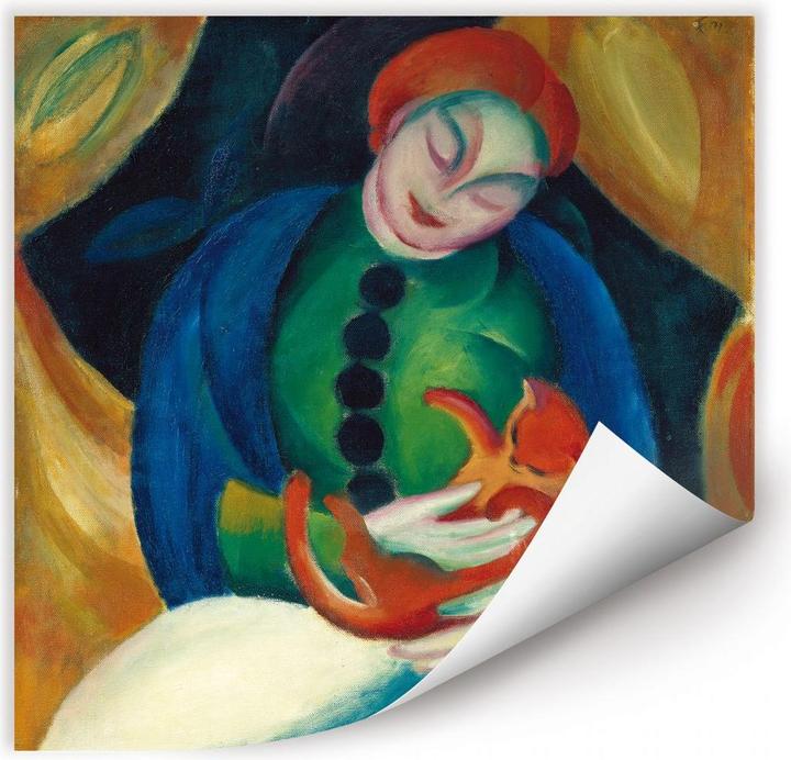 Produktbild Trenddeko Mädchen mit Katze (50 x 50 cm)