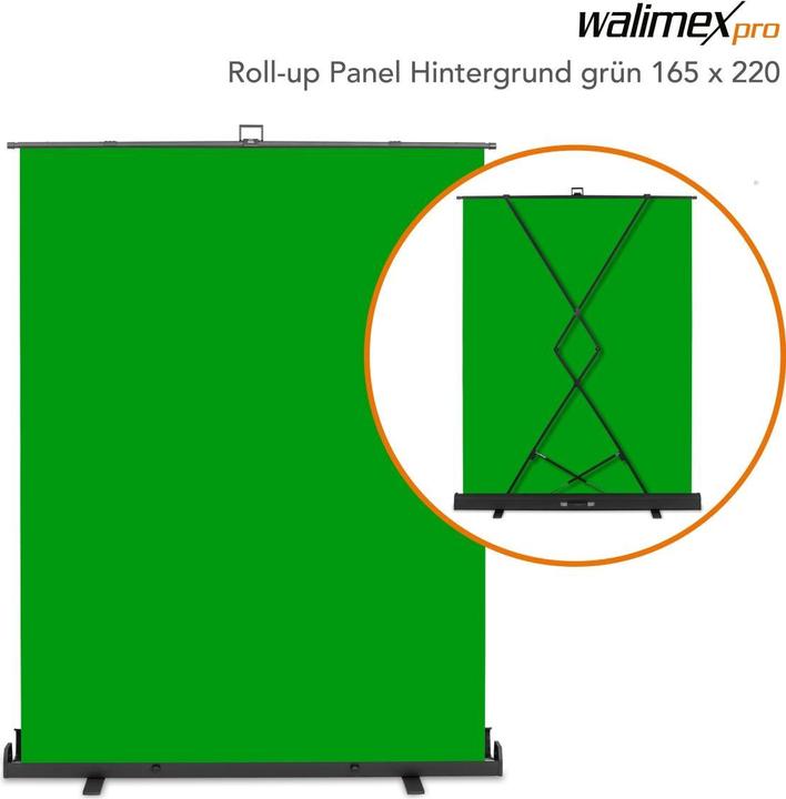 Produktbild Walimex pro Roll-up Panel Hintergrund grün 165x220 (176.50 cm, 226 cm)