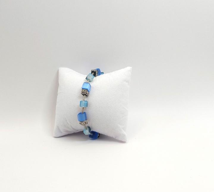 Immagine prodotto Signé Bracciale Signè con cubo blu in acciaio inossidabile rodiato No.1 (21.50 cm, Metallo, Vetro, Senza piombo, Senza cadmio, Ottone rodiato in ottone rodiato, Acciaio inossidabile, cristalli sintetici, Senza nichel)