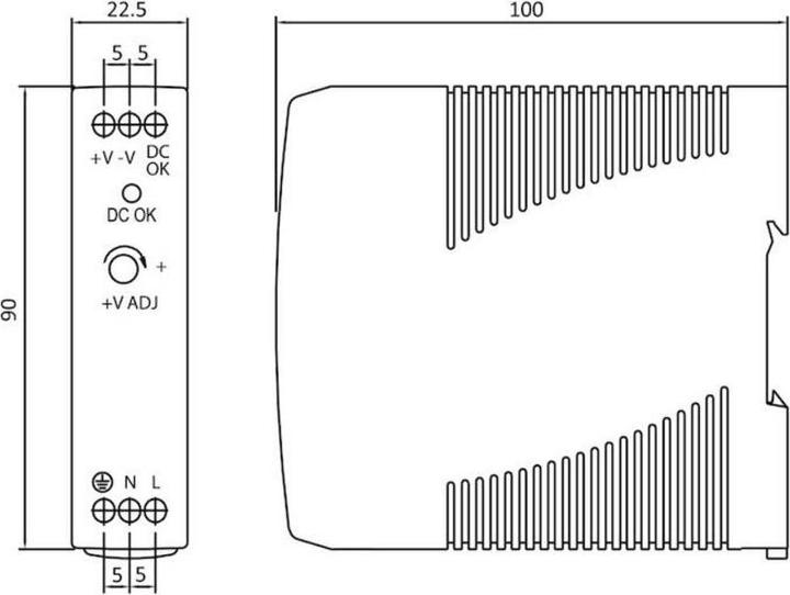 Image du produit MeanWell Bloc d'alimentation pour rail DIN (DINRail)