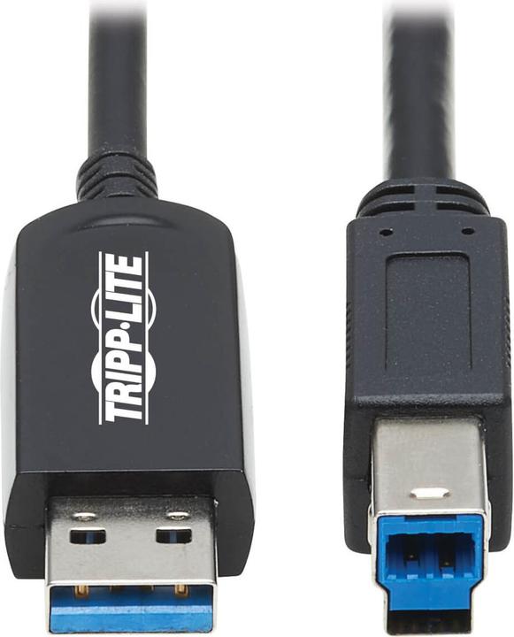 Actual product image Eaton USB 3.2 Gen 1 Plenum-Rated Fiber Active Optical Cable AOC - 5 Gbps A to B M/M Black (30 m, USB 3.2 Gen 1)