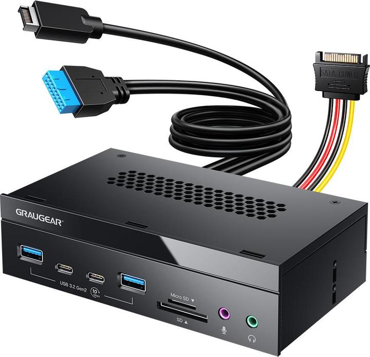 Produktbild Graugear Multi Frontblende 4-Fach + Kartenleser USB,SD,Micro (USB-C, 6 Ports)