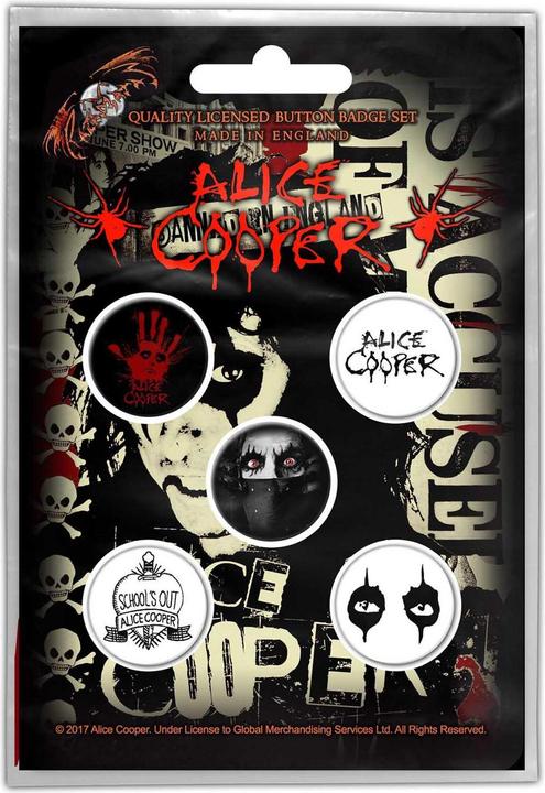 Alice Cooper Augen Abzeichen 5erPack Metall Kunststoff