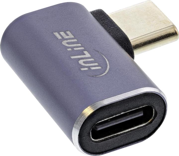 Produktbild InLine ® USB4 Adapter, USB Typ-C Stecker/Buchse rechts/links gewinkelt, Aluminium, grau (USB Typ-C)