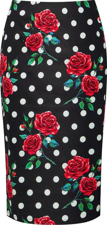 Joe Browns Rose Print Polka Dot Pencil Skirt