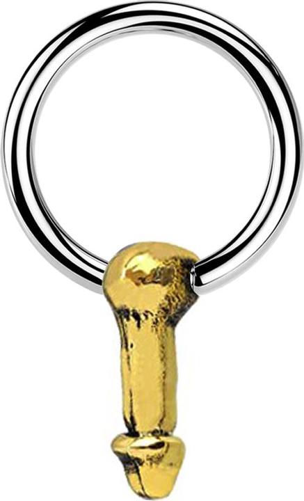 Star Piercing Closure Ring silber Penis vergoldet (Chirurgenstahl 316L, Messing)