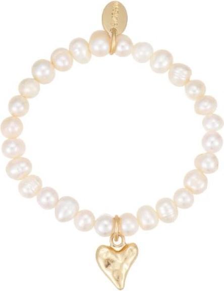 Andreani Armband aus echten Süsswasserperlen mit Herzanhänger von (18 cm)