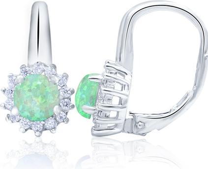 Beneto Silver earrings with opalescent crystals AGUC1206 (L)