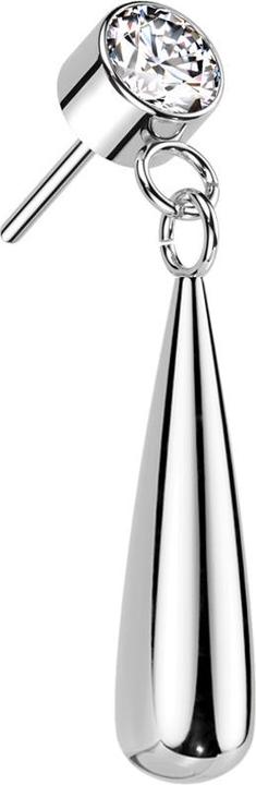 Actual product image Star Piercing Threadless Zylinder silber Kristall silber Anhänger Tropfen silber (Titanium)