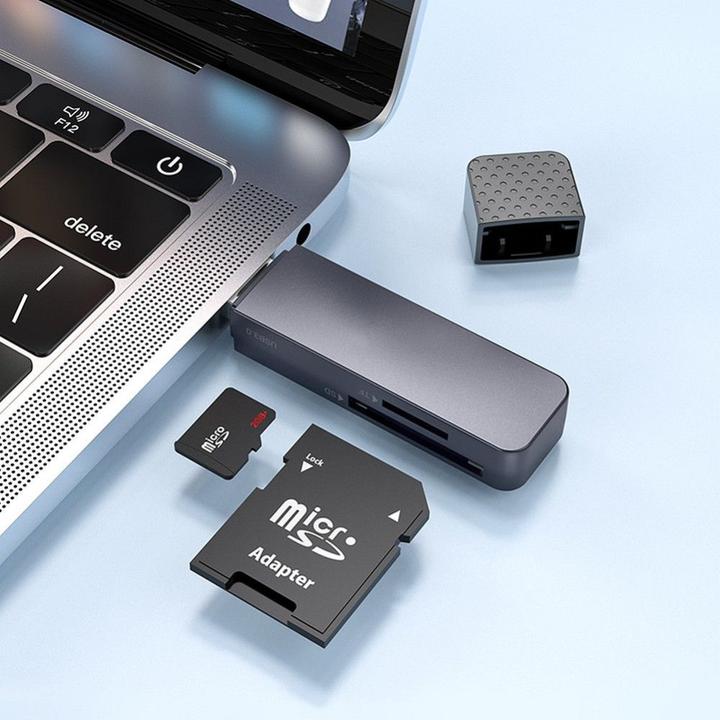 Immagine prodotto Hoco Headphone with microphone card reader 2in1 USB A 3.0 HB45 metal gray (USB 3.0)