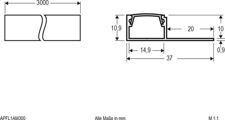 Actual product image EVN Tile profile (3000 mm, 37 mm, 8 mm)