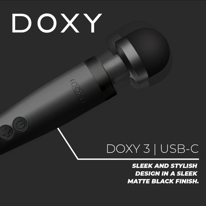 Actual product image Doxy 3 USBC Wand Vibrator Schwarz