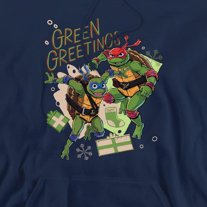 Immagine prodotto Teenage Mutant NT Christmas Greetings Felpa con Cappuccio Leonardo e Raffaello Uomo (L)