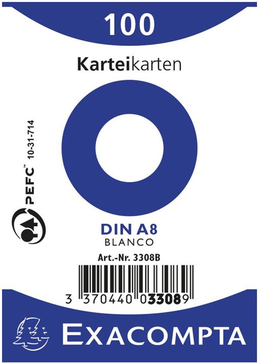 Produktbild Exacompta Karteikarten (55 x 74 mm, 205 g/m², 100 x)