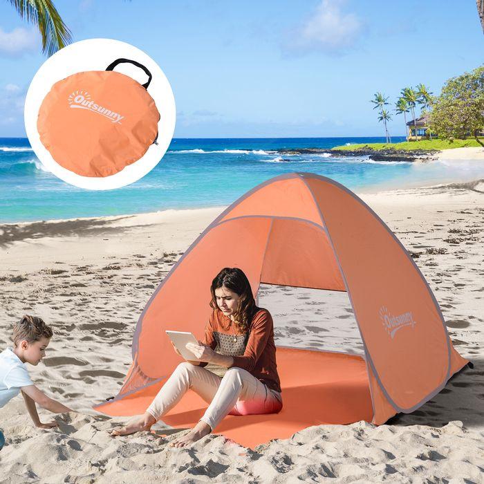 Produktbild Swisshandel24 Strandmuschel Strandzelt Wurfzelt Pop Up Zelt Campingzelt Automatisch Orange (Wurfzelt, 0.80 kg, 2 Personen)