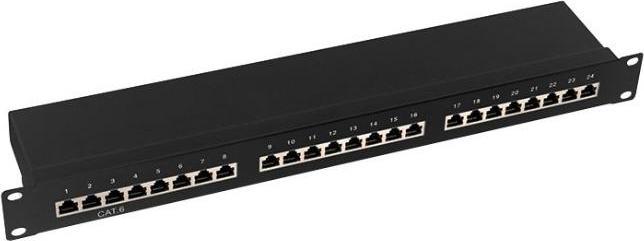 LogiLink Patchpanel - Cat. 6, 24 Ports, Schrankeinbau, STP, schwarz