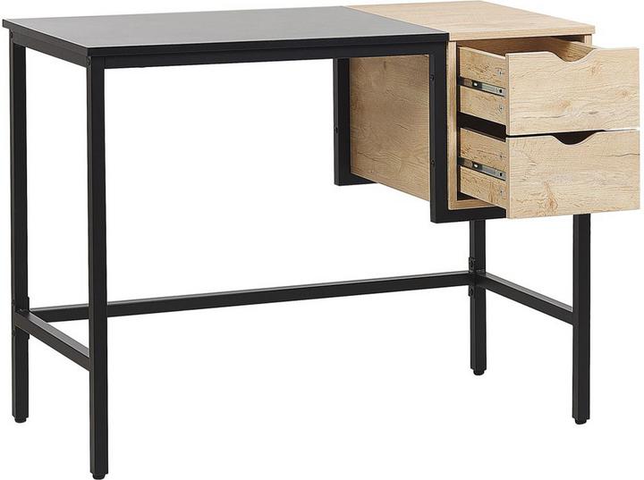 Image du produit Beliani Bureau noir / bois clair 100 x 48 cm 2 tiroirs HARPER (100 x 48 cm)