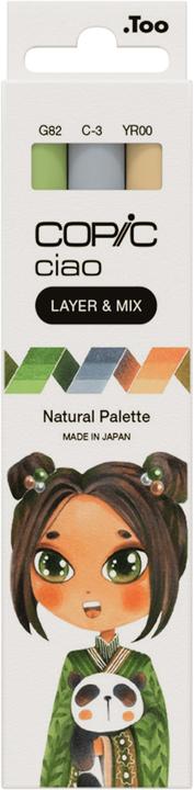 Actual product image Copic CIAO - Brand (G-82 Spring Dim Green, C-3 cool Gray No. 3, YR-00 Powder Pink, 6 mm, 3 x)