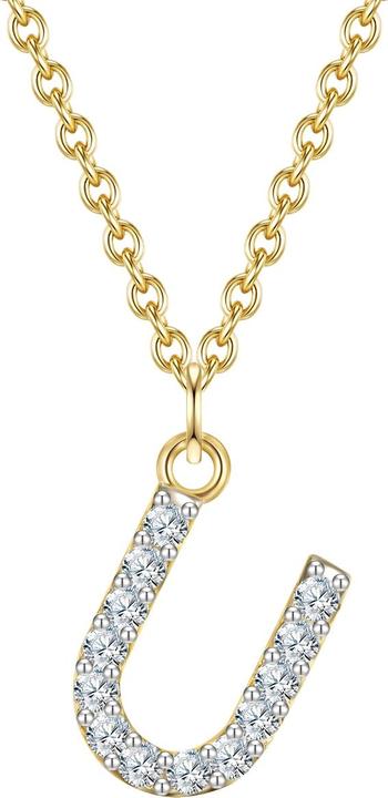Immagine prodotto Glanzstücke München Lettera U da donna in argento sterling con zirconi in oro giallo 45,0 cm di catena base + 5,0 cm di (Argento, 40 - 45 cm)