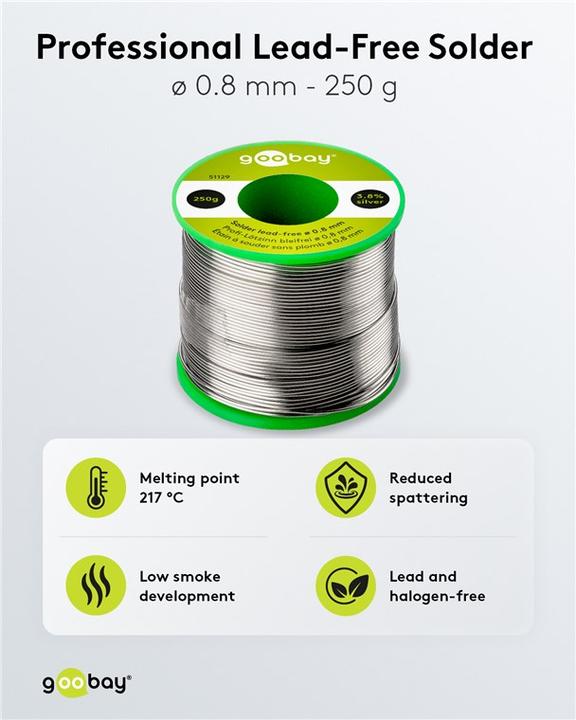 Produktbild Goobay Profi-Lötzinn bleifrei, ø 0,8 mm, 250 g (Lötzinn)