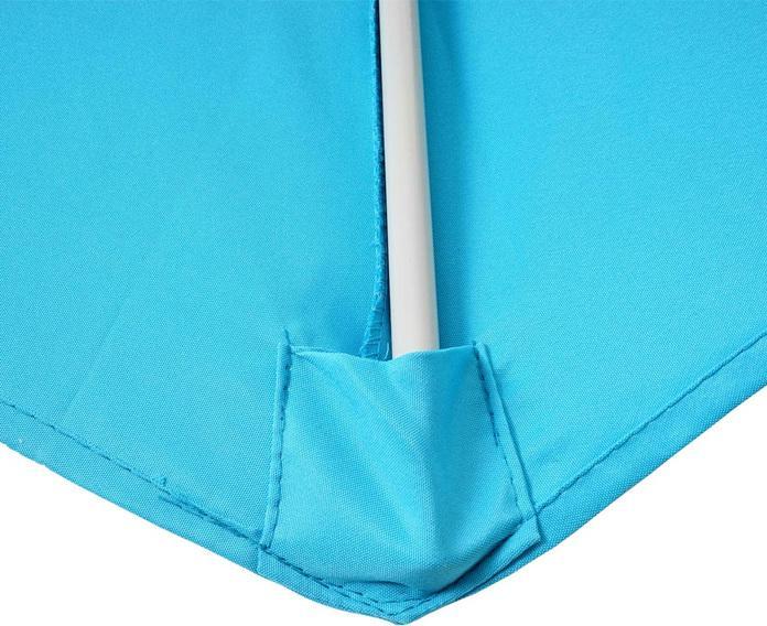 Image du produit Swisshandel24 Parasol alu semi-circulaire, demi-parasol balcon, UV 50+ 270cm turquoise avec support - 19632 (2.60 m)