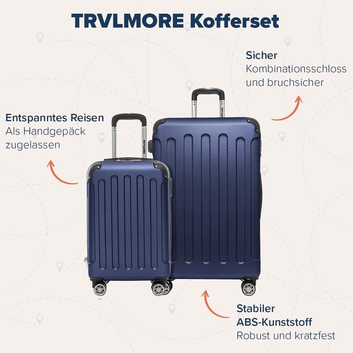 Immagine prodotto Trvlmore 2-teiliges Hartschalenkofferset (38 l, Bagaglio a mano (fino a 50 litri), L (90 - 115l))