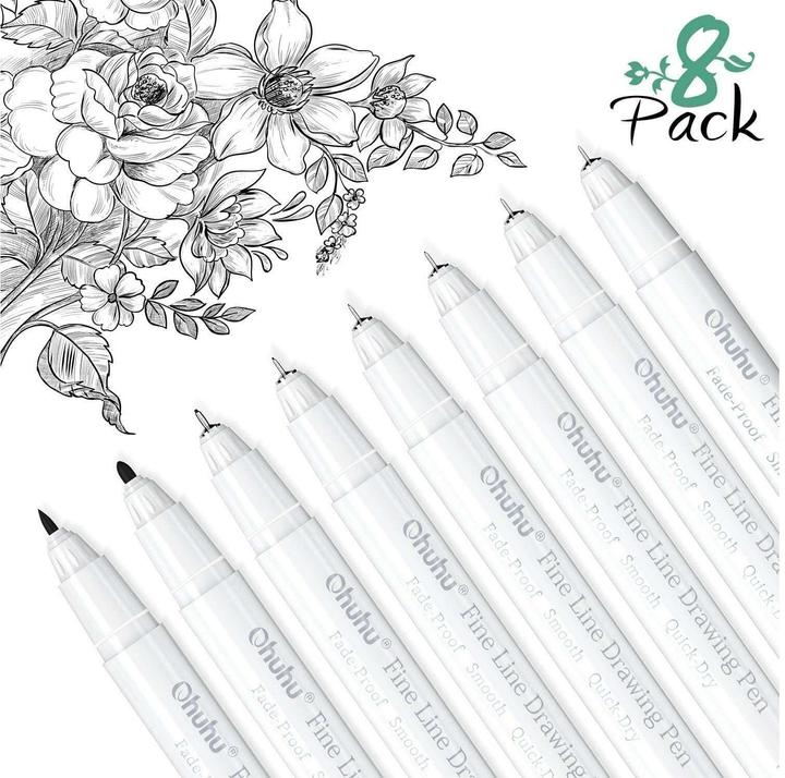 Produktbild Ohuhu Fineliner-Zeichenstifte (Mehrfarbig, 8 x)