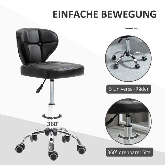 Produktbild Swisshandel24 2er-Set Rollhocker mit Rückenlehne drehbar, höhenverstellbar 45 x 47 x 72-87 cm