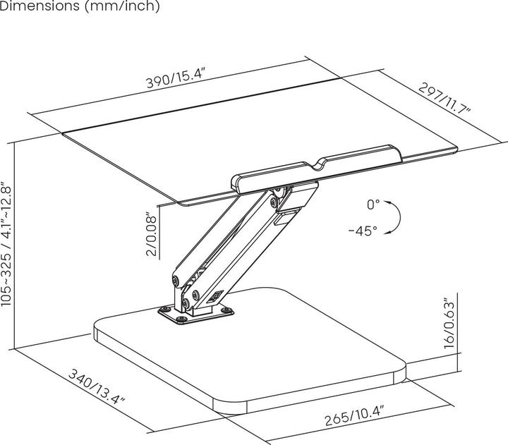 Actual product image Maclean desk stand for monitor or laptop gas spring for standing and sitting work black MC-493