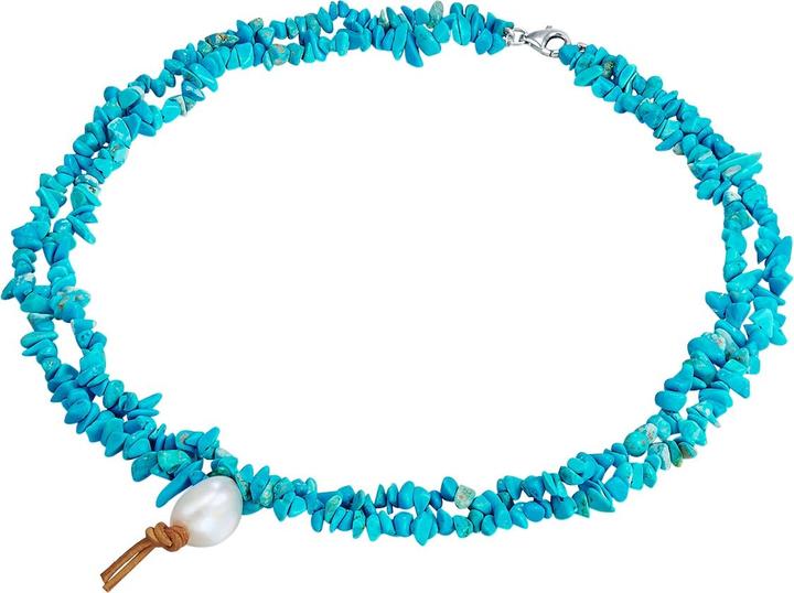 Immagine prodotto Valero Pearls Donna Argento Turchese (rec.) Perle d'acqua dolce 45,0 cm - 28661 (Argento, 45 cm)