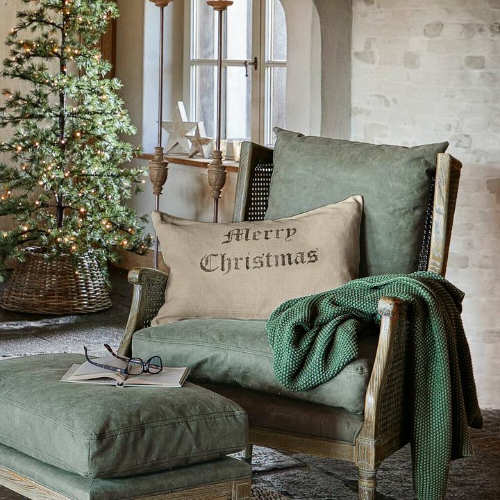 Produktbild Loberon Kissenhülle Merry Christmas weiss (40 x 60 cm)