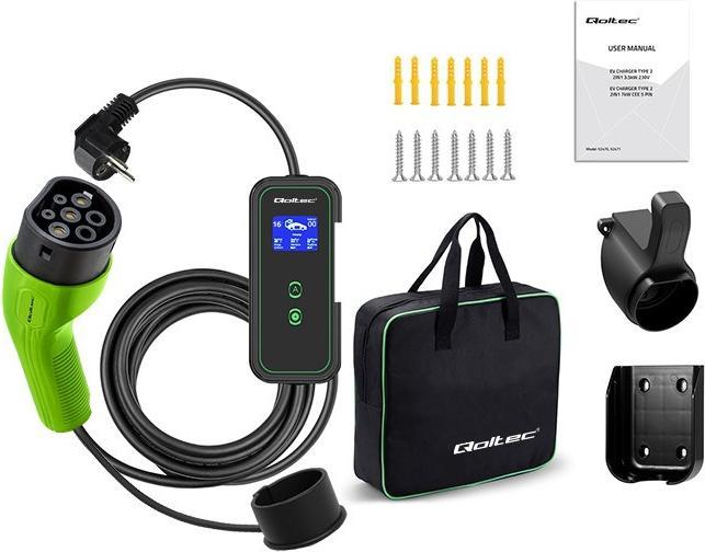 Actual product image Qoltec Mobile EV charger with adjustable 2in1 mode