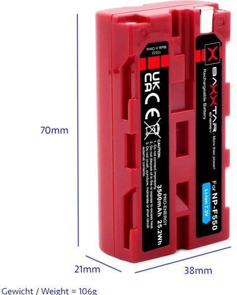 Productafbeelding Baxxtar Oplaadbare batterij NP-F550 3500mAh (Batterij van de camera)