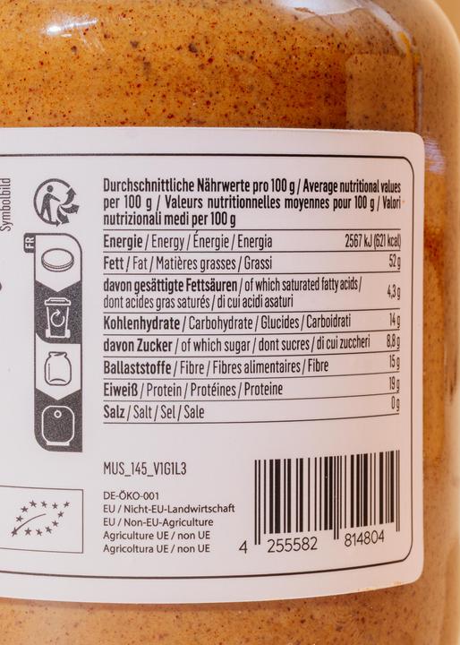 Nährwerte und Zutaten KoRo Bio Mandelmus mit Vanille und Zimt (500 g)