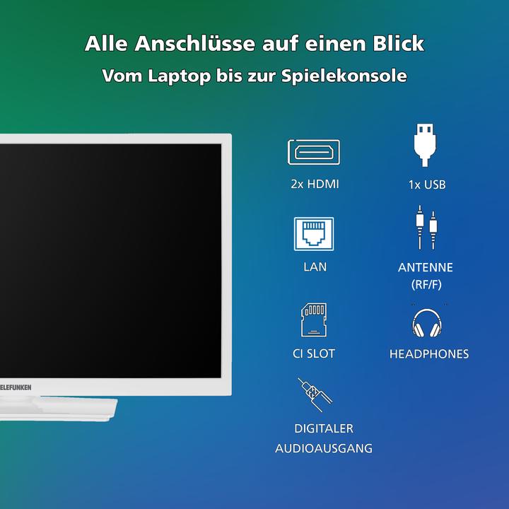 Produktbild Telefunken Fernseher 24 Zoll Smart TV VIDAA XH24VP550M-W HD Fernseher HDR TV mit Triple-Tuner (24", LED, HD, 2025)