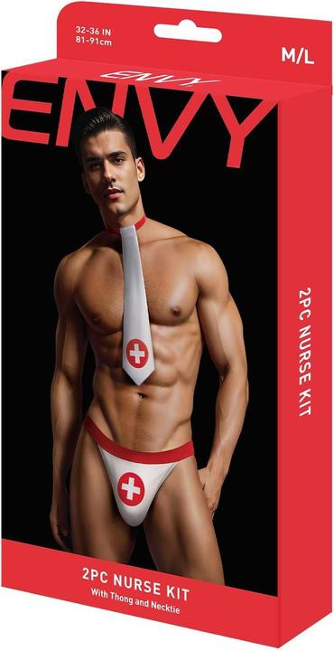 Image du produit Envy Kit Infirmière 2PC - L/XL, Costume Infirmière Rouge & Blanc ludique avec Tie Santé audacieux et (L)