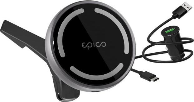 Actual product image Epico Magnetic Wireless Car Charger (MagSafe compatible) 15W/10W/7.5W + 18W QC (USB-C)