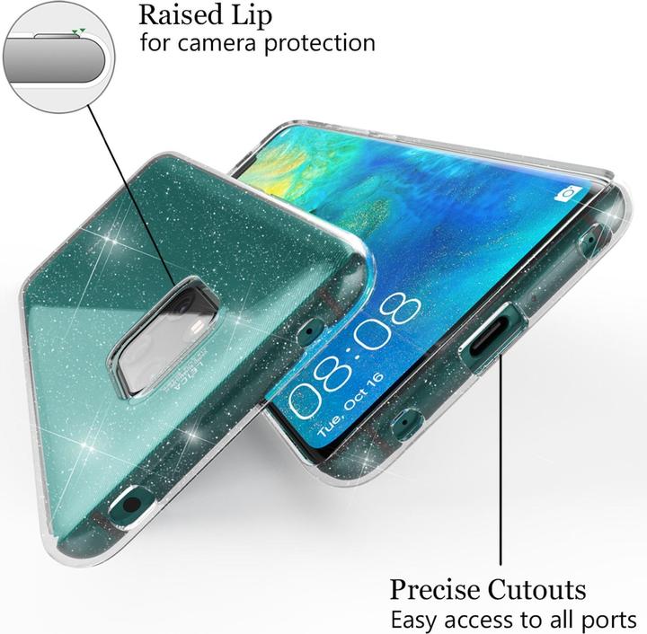 Immagine prodotto Nalia Copertura in silicone trasparente con glitter (Mate 20 Pro)