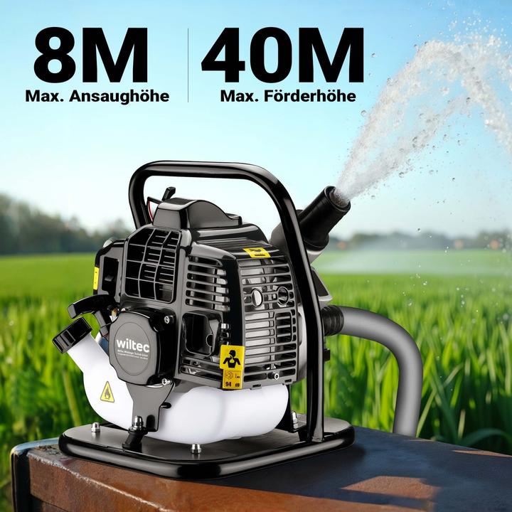Produktbild Wiltec Benzin Wasserpumpe 1,4kW 24m³/h Gartenpumpe Garten Pumpe Motorpumpe (Gartenpumpe)