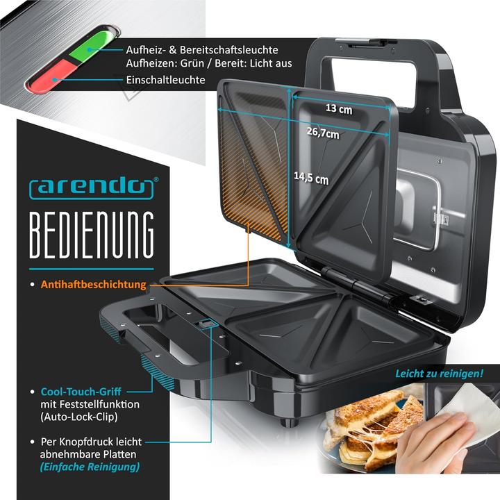 Immagine prodotto Arendo Macchina per sandwich con piastre intercambiabili