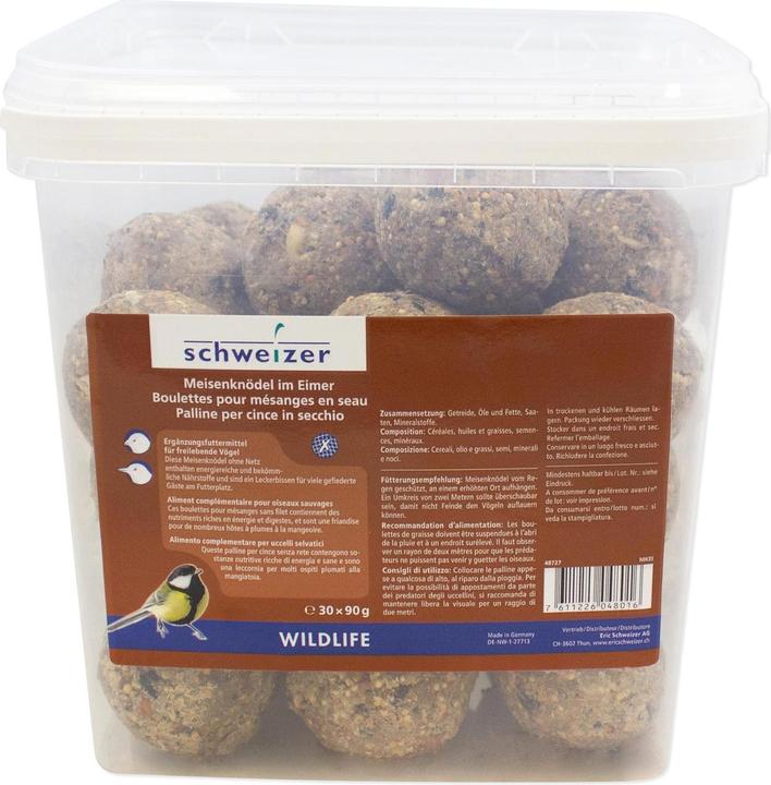 Produktbild Schweizer Wintervogelfutter Meisenknödel im Eimer, 30 x 90 g, netzfrei (1 x, 2.70 kg)