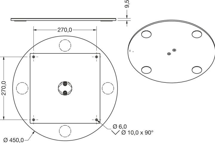 Produktbild Simausrom Jaco Bodenplatte mit Anschraubplatte ø 450 mm, schwarz/Edelstahl gebürstet