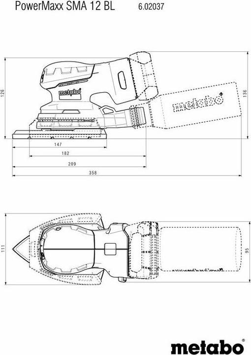 Produktbild Metabo PowerMaxx SMA 12 BL 602037840 Akku-Exzenterschleifer ohne Akku 12V 100 x 150mm (Exzenterschleifer)